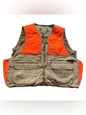 NWOT Cabela's Orange and Tan Field Vest Hunting Game Fishing Outdoors Men’s XL